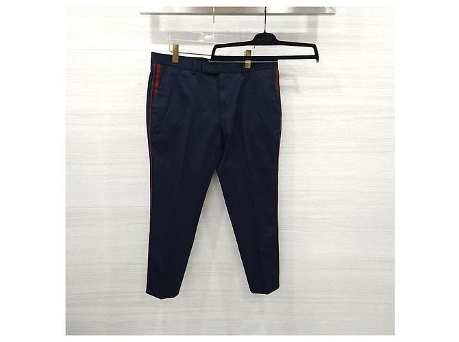 Gucci Side Web Stripe Cotton Twill Pants Navy - Ansicht 7