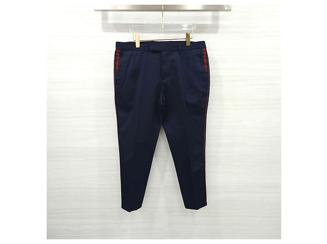 Gucci Side Web Stripe Cotton Twill Pants Navy - Ansicht 8