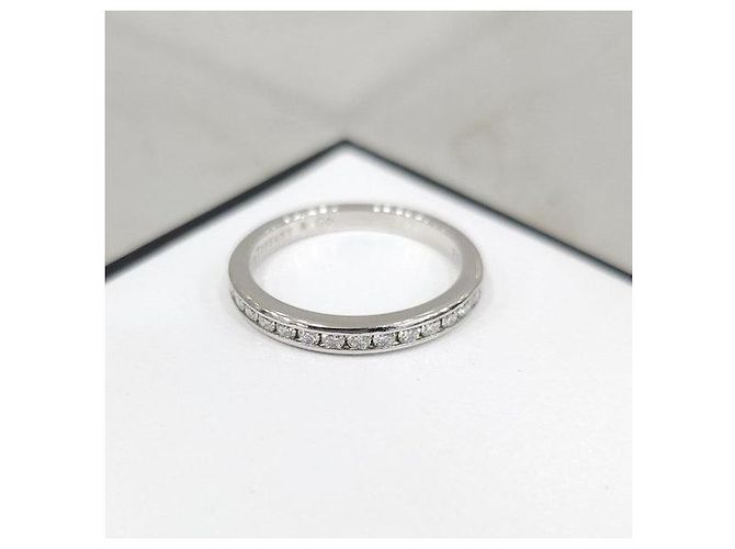 Tiffany & Co Diamant-Platin-Solitär-Half-Eternity-Ring - Ansicht 4