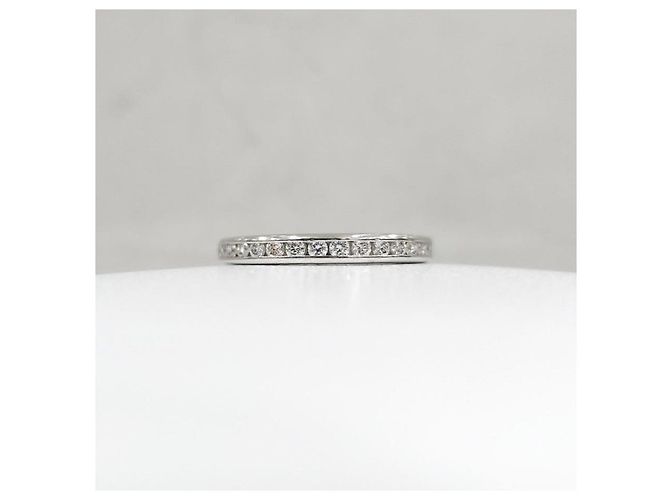 Tiffany & Co Diamant-Platin-Solitär-Half-Eternity-Ring - Ansicht 8