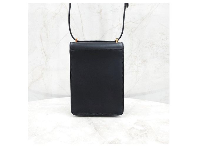 Burberry Mini Borsa a Tracolla Robin in Pelle Liscia Nera Placcata Oro - vista 14