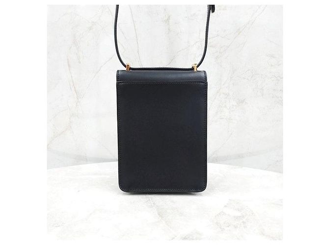 Burberry Mini Borsa a Tracolla Robin in Pelle Liscia Nera Placcata Oro - vista 3