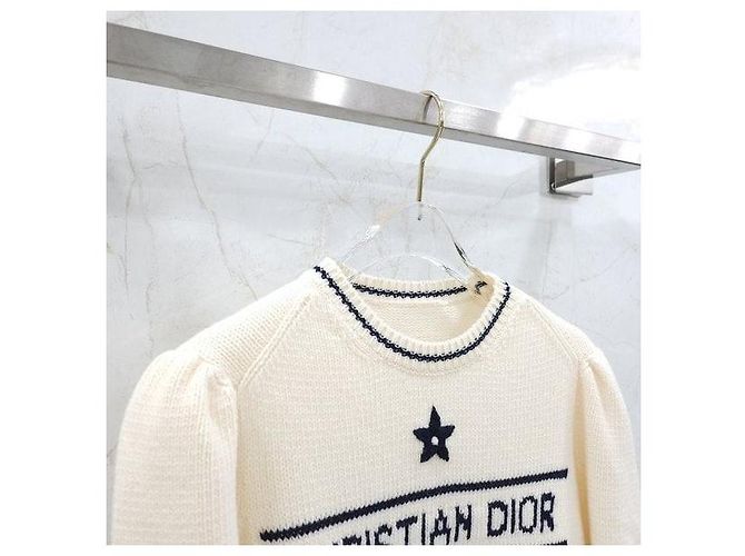 Dior Kurzarm-Strick aus Wolle und Kaschmir in Ecru - Ansicht 3