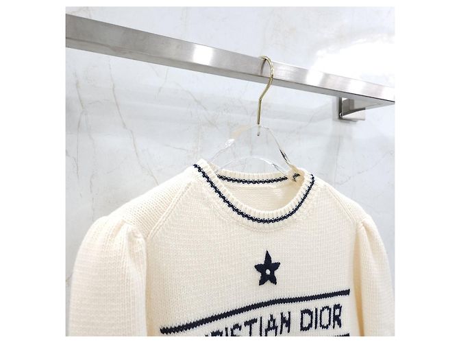 Dior Kurzarm-Strick aus Wolle und Kaschmir in Ecru - Ansicht 8
