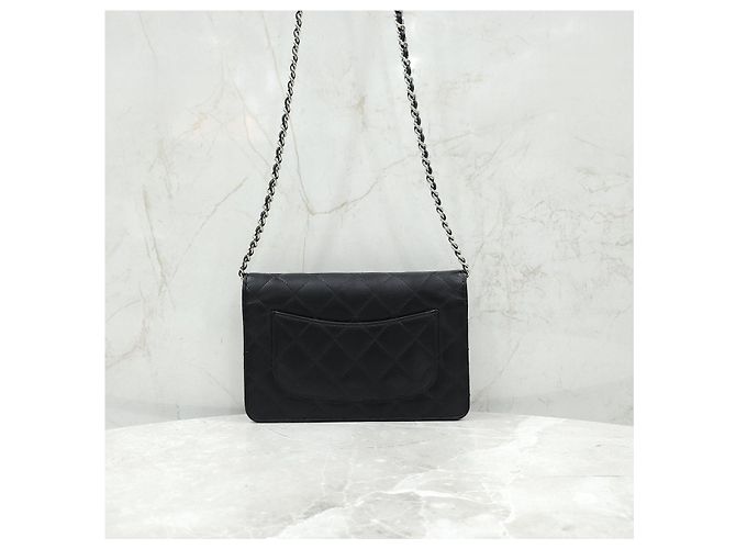 Chanel Borsa Crossbody WOC con Catena Nero Argento Lambskin - vista 13
