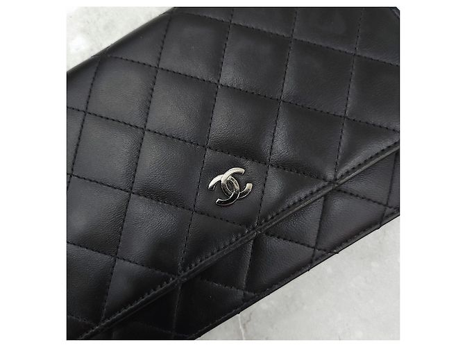 Chanel Borsa Crossbody WOC con Catena Nero Argento Lambskin - vista 15