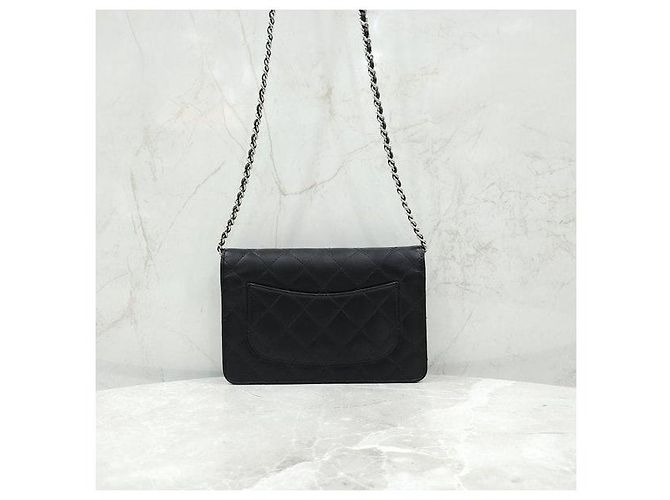 Chanel Borsa Crossbody WOC con Catena Nero Argento Lambskin - vista 3