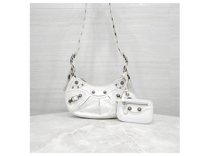 Balenciaga Borsa a tracolla Le Cagole XS White - vista 11