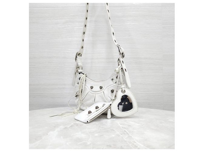 Balenciaga Borsa a tracolla Le Cagole XS White - vista 12