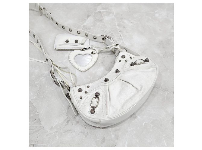 Balenciaga Borsa a tracolla Le Cagole XS White - vista 14