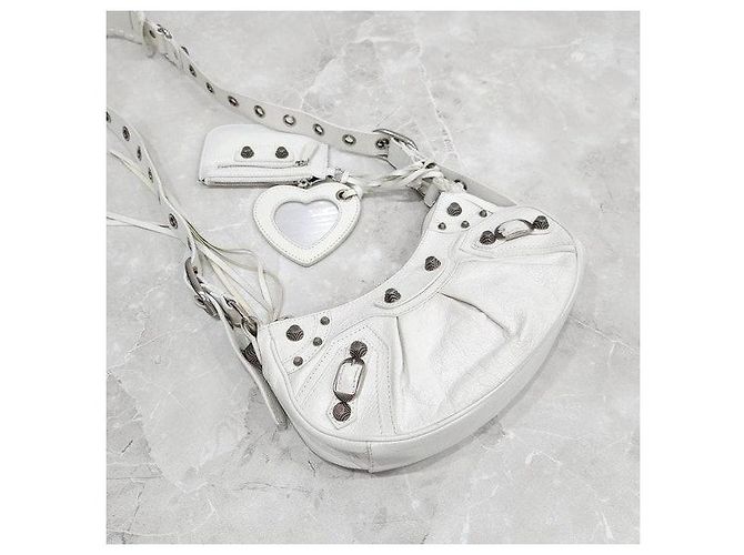 Balenciaga Borsa a tracolla Le Cagole XS White - vista 4