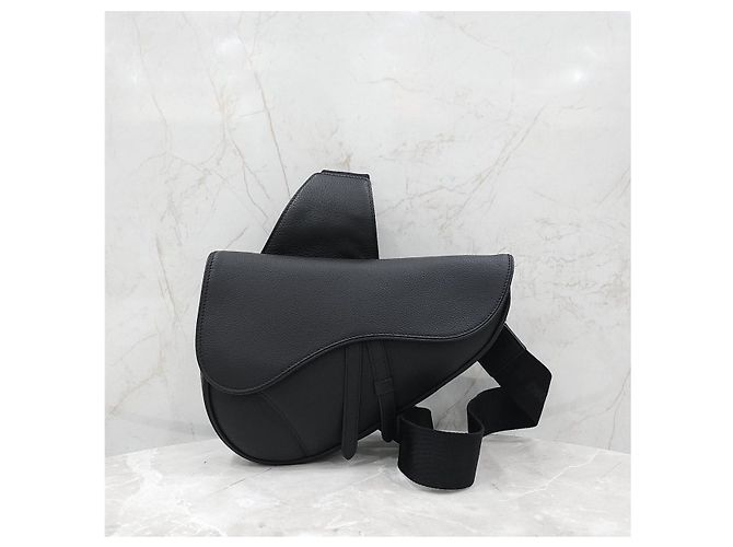 Dior Borsa Saddle nera in pelle di vitello grana - vista 12