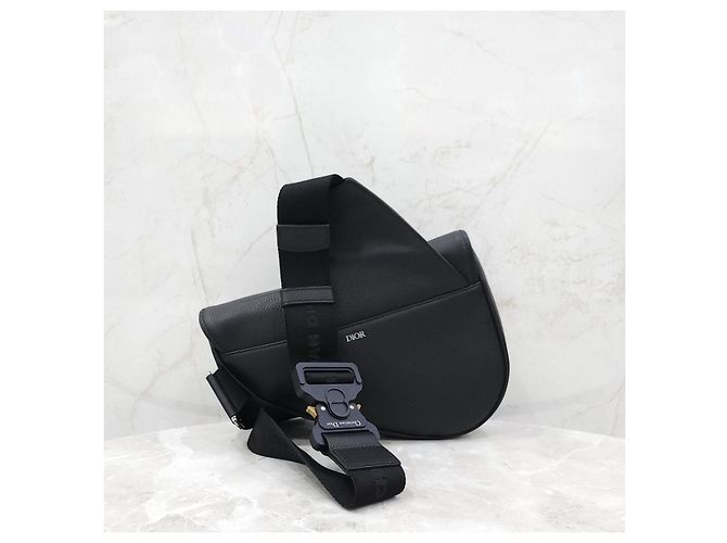 Dior Borsa Saddle nera in pelle di vitello grana - vista 14