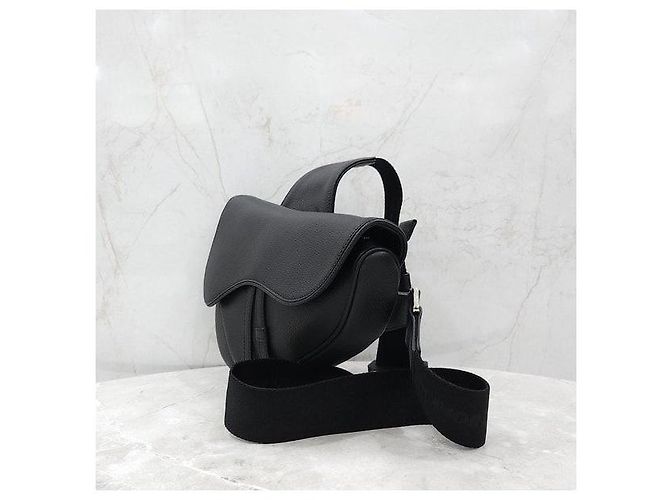 Dior Borsa Saddle nera in pelle di vitello grana - vista 2