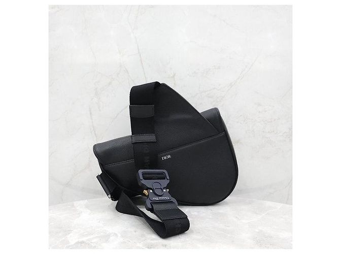 Dior Borsa Saddle nera in pelle di vitello grana - vista 3
