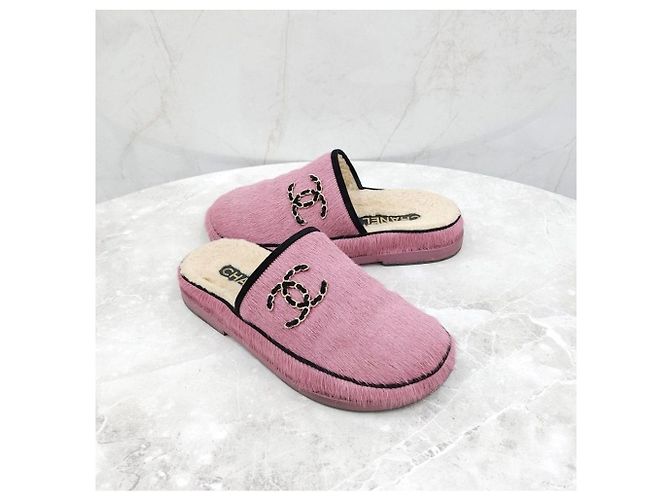 Chanel Mule in Suede e Montone Rosa - vista 10