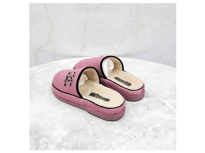 Chanel Mule in Suede e Montone Rosa - vista 11