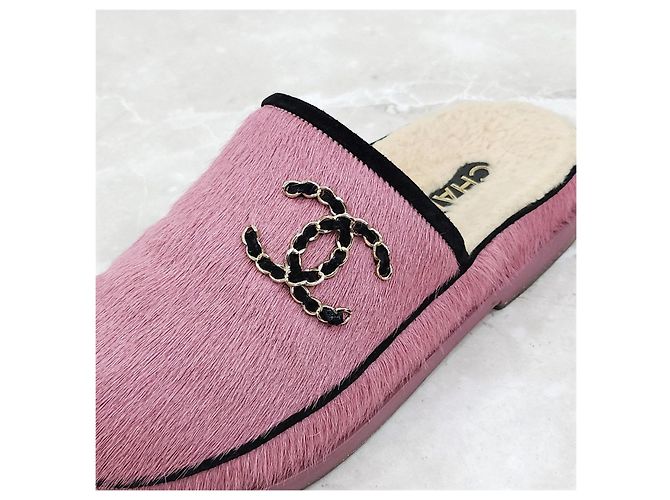 Chanel Mule in Suede e Montone Rosa - vista 13