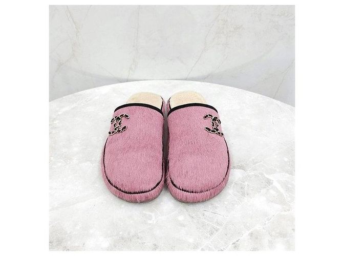 Chanel Mule in Suede e Montone Rosa - vista 2