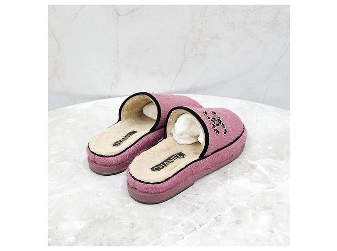 Chanel Mule in Suede e Montone Rosa - vista 5