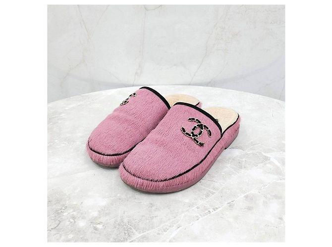 Chanel Mule in Suede e Montone Rosa - vista 8