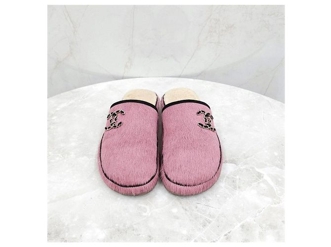 Chanel Mule in Suede e Montone Rosa - vista 9