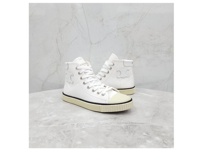 Céline Sneakers in tela tinta con lacci - vista 12