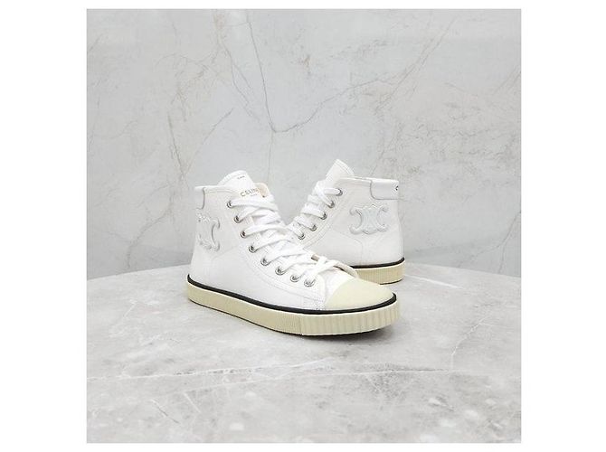 Céline Sneakers in tela tinta con lacci - vista 3