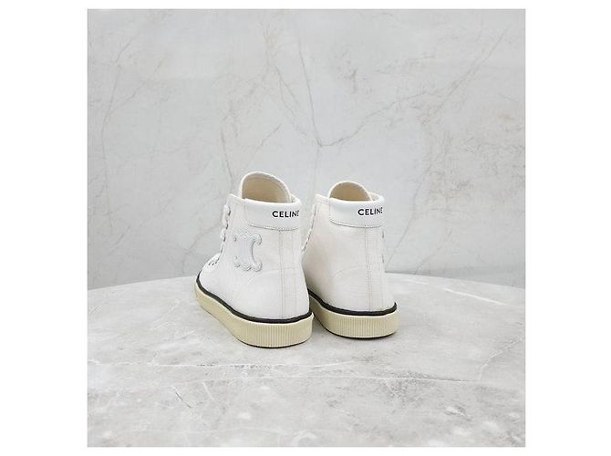Céline Sneakers in tela tinta con lacci - vista 4