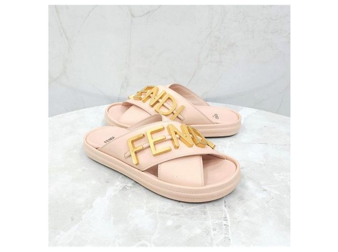 Fendi Sandali slide con logo in metallo grafico - vista 8