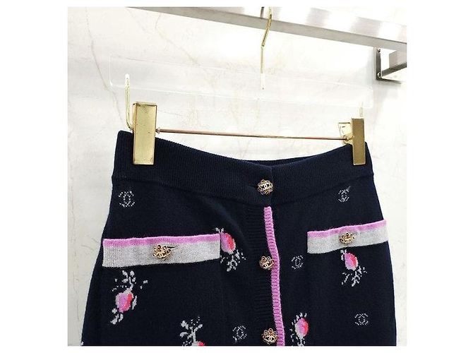 Chanel Cashmere-Strickrock mit Blumenmuster - Ansicht 3