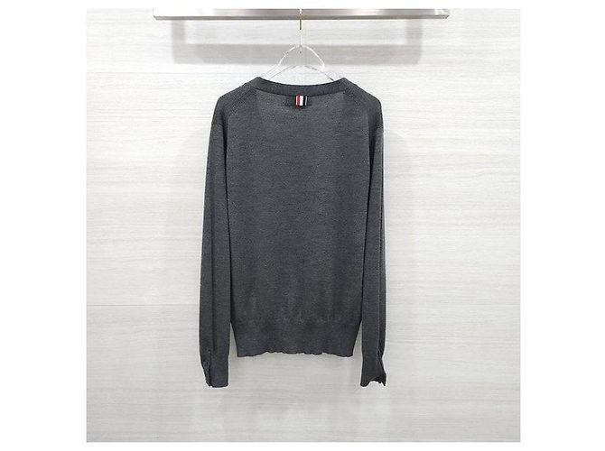 Thom Browne Cardigan aus grauer Wolle - Ansicht 2