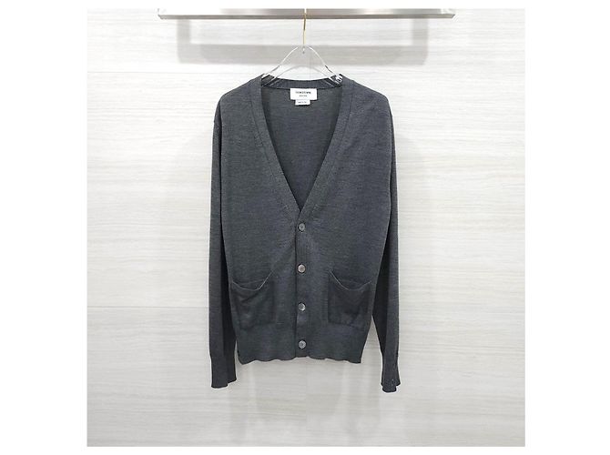 Thom Browne Cardigan aus grauer Wolle - Ansicht 7