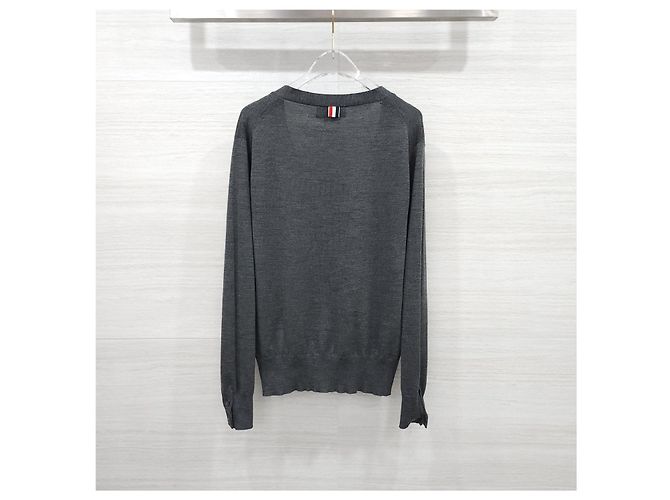 Thom Browne Cardigan aus grauer Wolle - Ansicht 8
