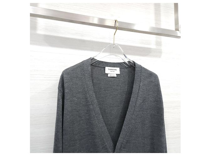 Thom Browne Cardigan aus grauer Wolle - Ansicht 9