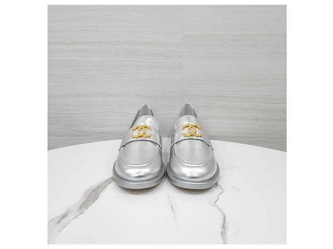 Chanel Mocassini Camelia Argento Metallizzato - vista 10