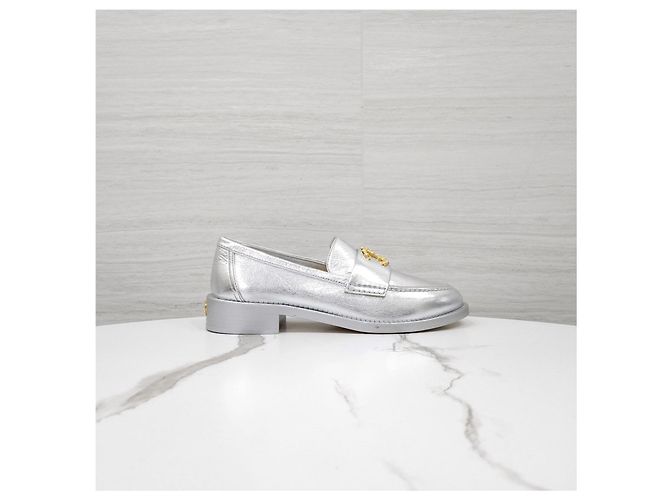 Chanel Mocassini Camelia Argento Metallizzato - vista 12