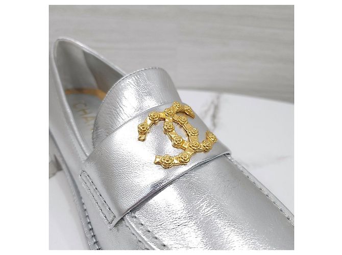 Chanel Mocassini Camelia Argento Metallizzato - vista 14