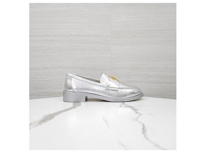 Chanel Mocassini Camelia Argento Metallizzato - vista 4
