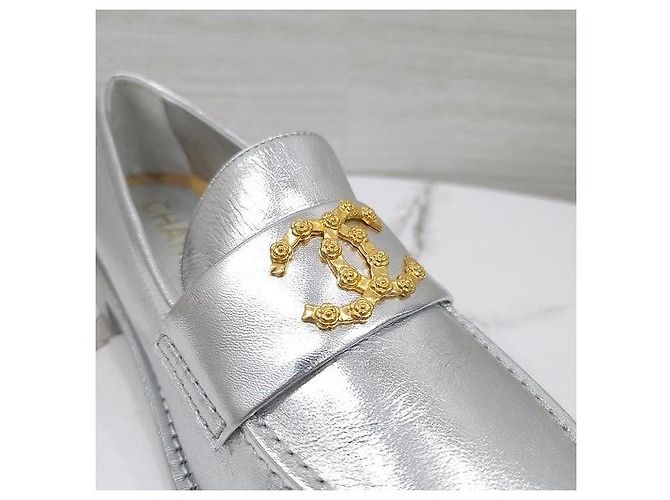 Chanel Mocassini Camelia Argento Metallizzato - vista 6