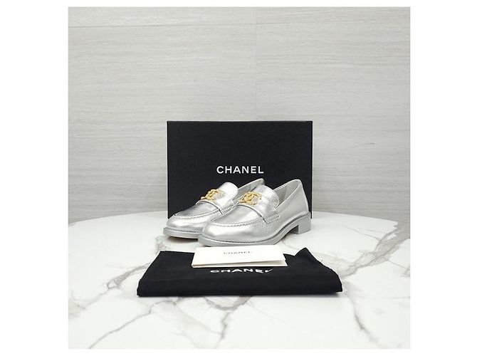 Chanel Mocassini Camelia Argento Metallizzato - vista 8