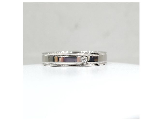 Tiffany & Co Diamond Together Double Milgrain Band Ring Platin Größe - Ansicht 10