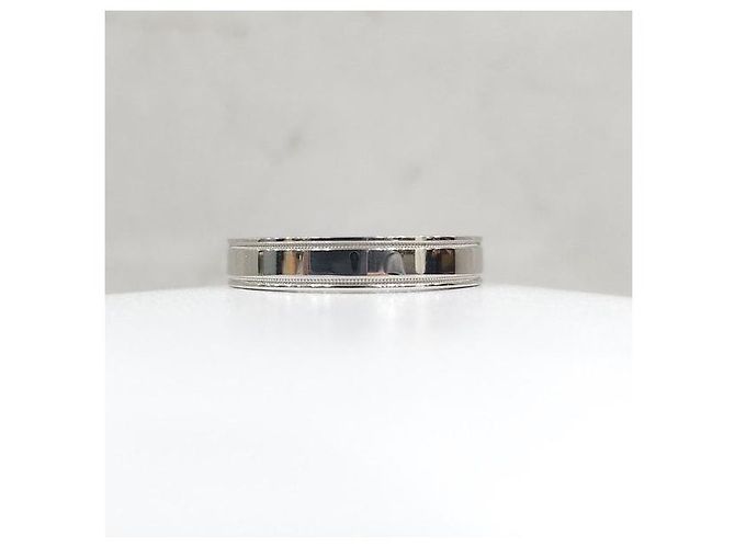 Tiffany & Co Diamond Together Double Milgrain Band Ring Platin Größe - Ansicht 2