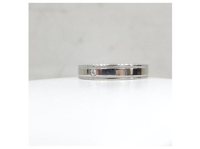 Tiffany & Co Diamond Together Double Milgrain Band Ring Platin Größe - Ansicht 3