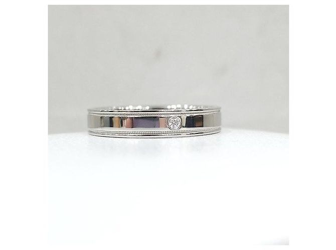 Tiffany & Co Diamond Together Double Milgrain Band Ring Platin Größe - Ansicht 4