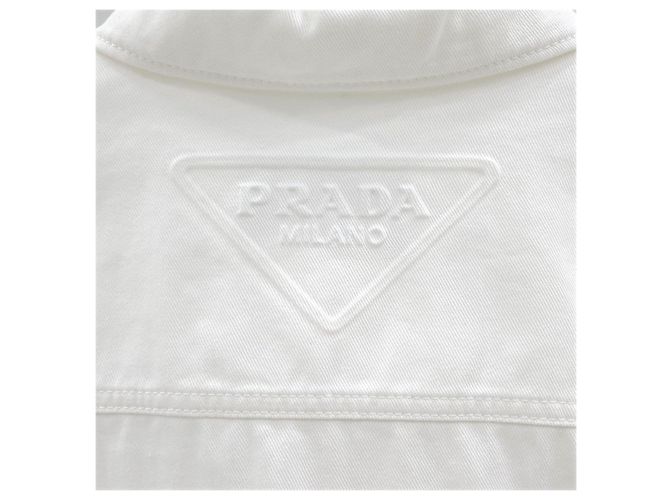 Prada Giacca in denim con zip e logo bianco - vista 9