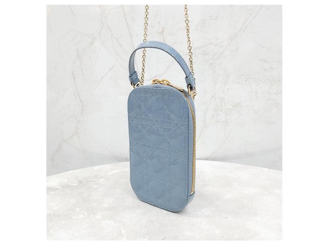 Borsa a catena porta monete e telefono Lady Dior Cloud Blue - vista 11