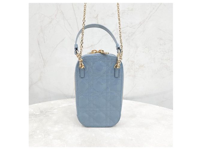 Borsa a catena porta monete e telefono Lady Dior Cloud Blue - vista 12