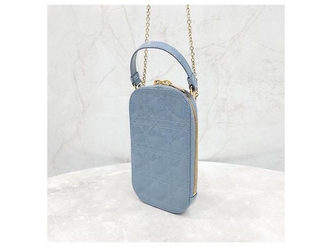 Borsa a catena porta monete e telefono Lady Dior Cloud Blue - vista 2