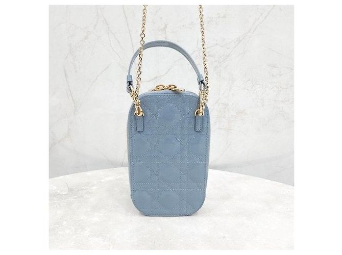 Borsa a catena porta monete e telefono Lady Dior Cloud Blue - vista 3